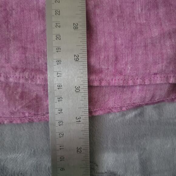 Talbots Popover Shirt Plus 3X Linen Long Sleeve Roll Tab 100% Linen Top Pink - Picture 8 of 12